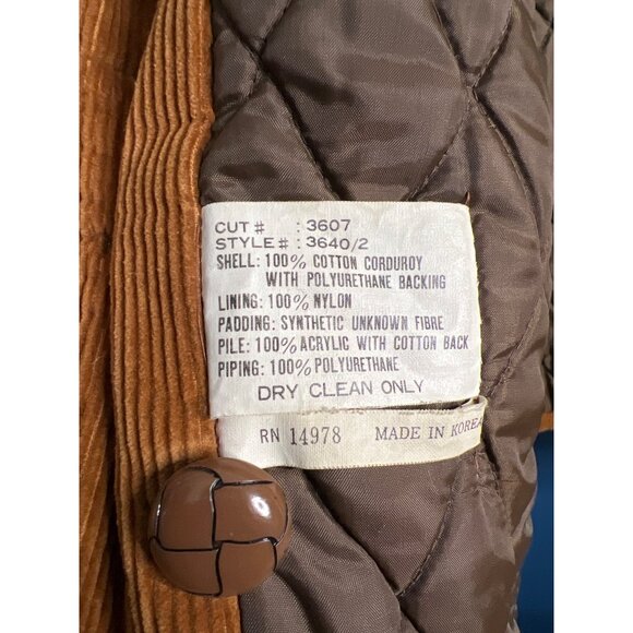Vintage Envoy Corduroy Sherpa Lined Jacket Brown Mens L - Picture 5 of 7